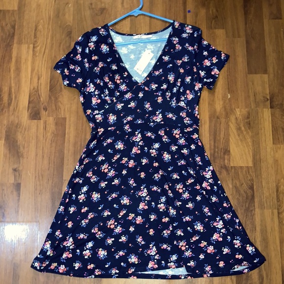 mi ami navy floral print dress - Picture 1 of 4